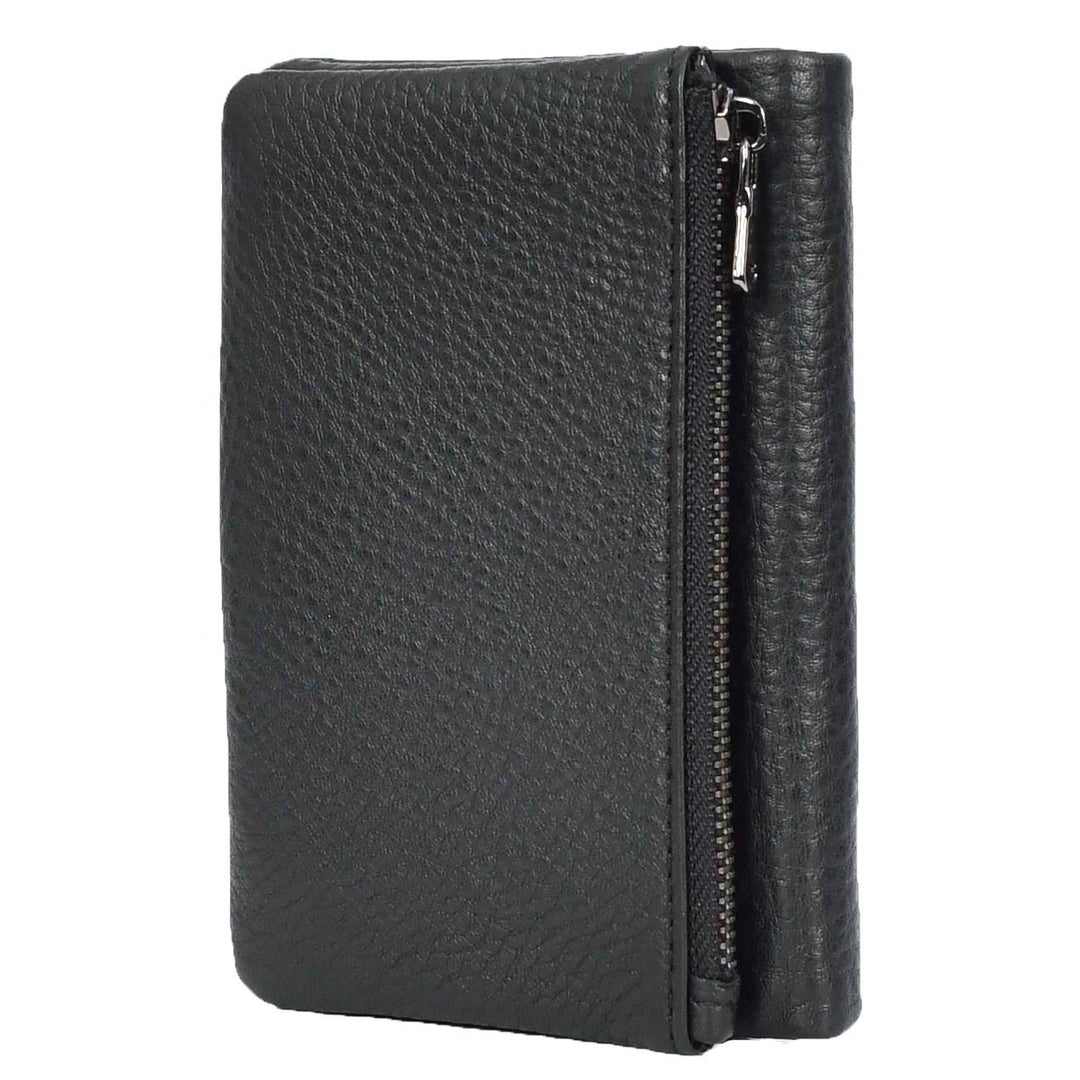 Womens Real Leather Purse Large Bifold Wallet Coins Banknotes Card Holder Orsha Black-3