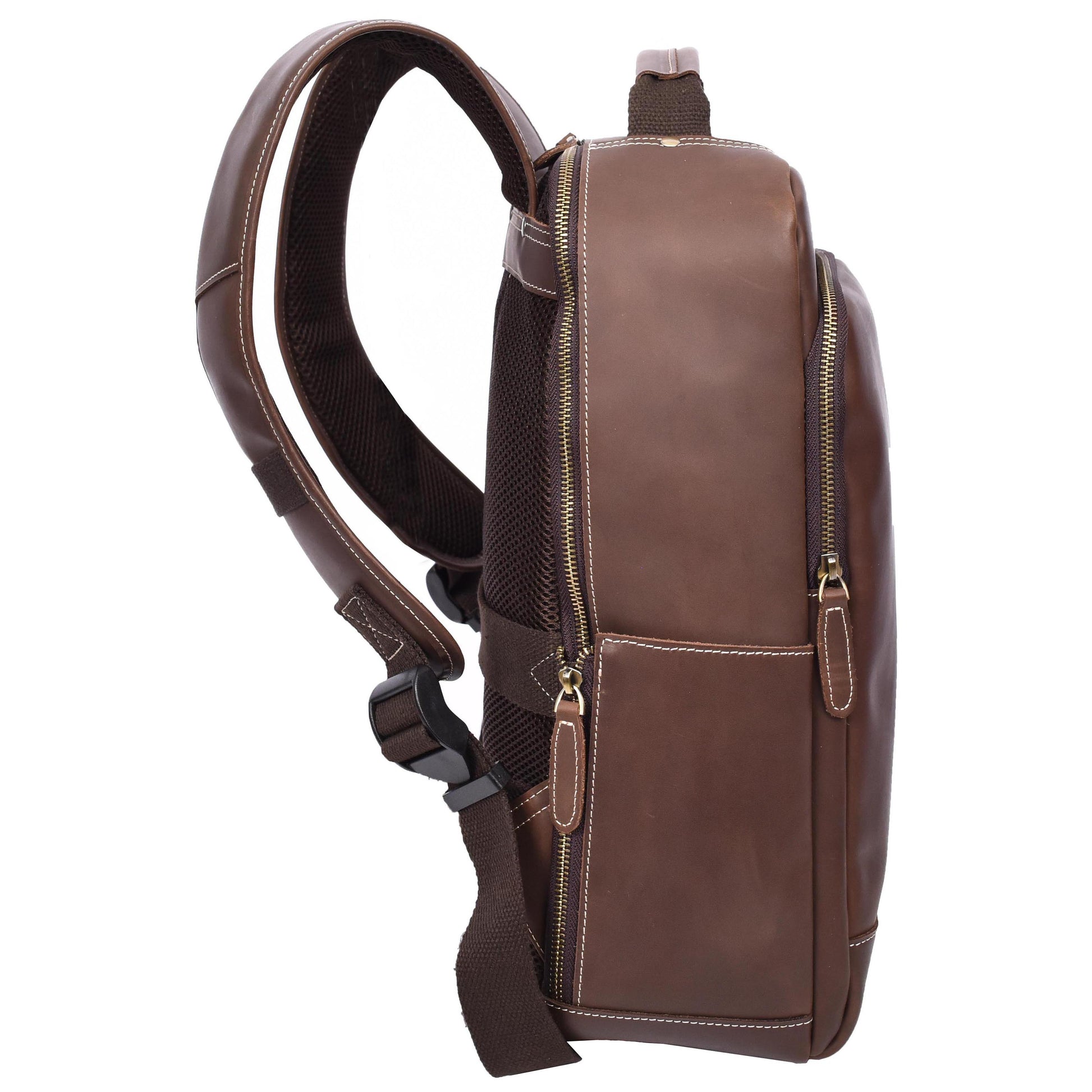 Mens Real Leather Backpack Large Size Laptop Travel Rucksack Cliff Brown Hunter-4