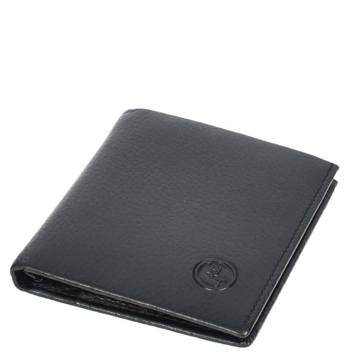 Premium Leather Mens Slim Bifold Credit Card Holder Coins ID Banknotes Wallet Calvi Black-5