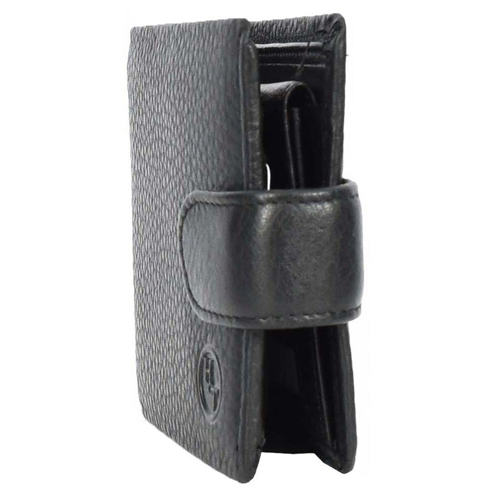 Mens Real Leather Bifold Wallet Banknotes ID Window Card Holder Cairn Black