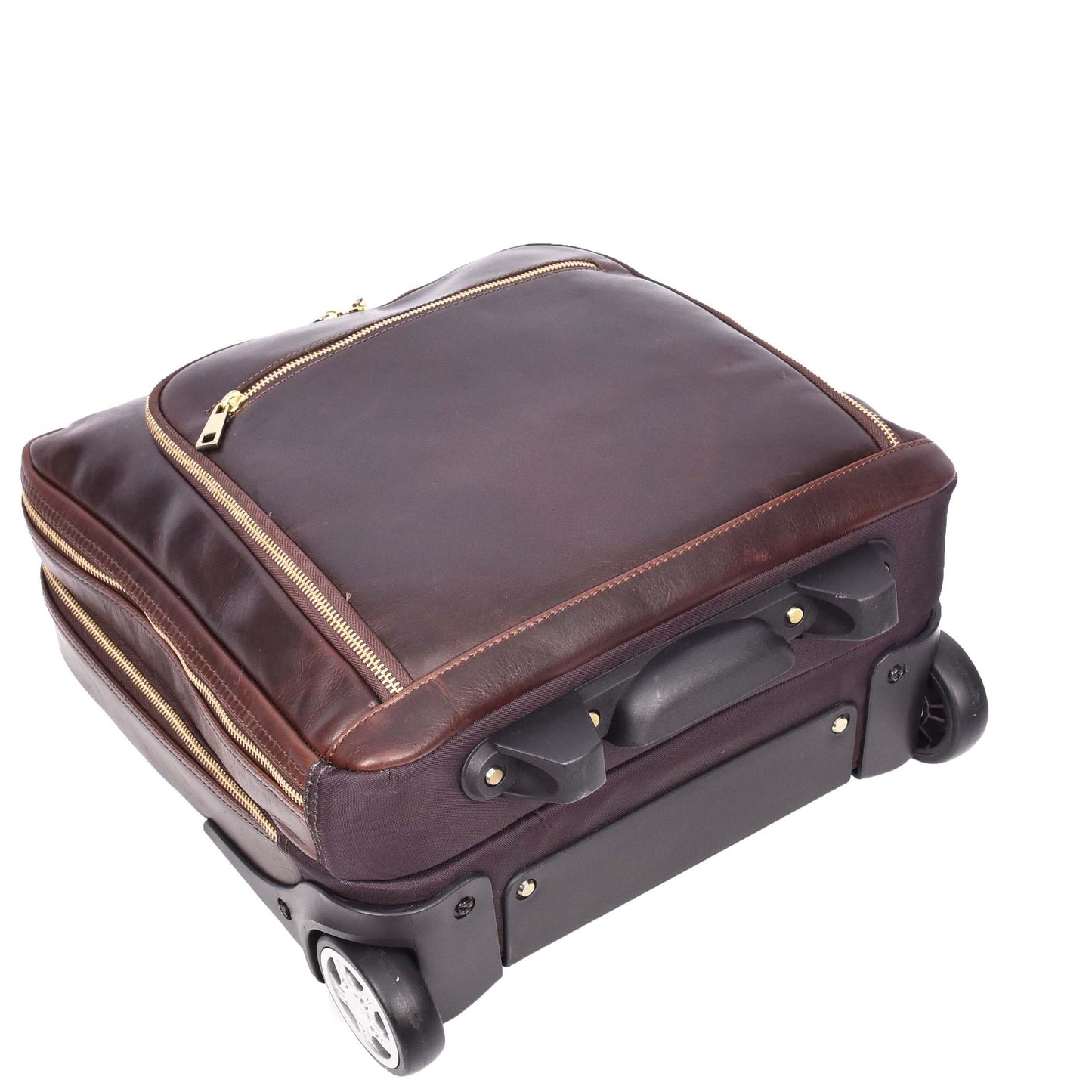 Real Leather Pilot Case Wheels Telescopic Handle for Business Travel Bag Sussex Brown-7