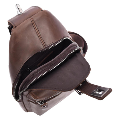 Real Leather Cross Body Chest Bag Phoenix Brown Hunter-4