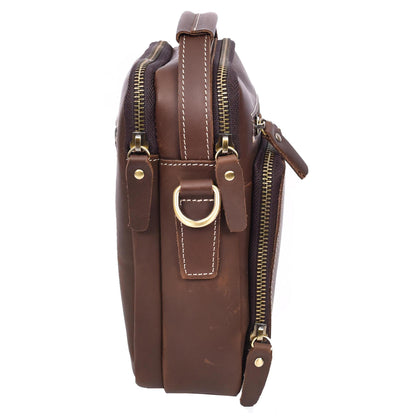 Mens Real Leather Cross Body Bag Small Organiser Travel Pouch Jett Brown Hunter-4