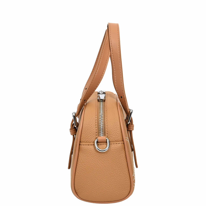 Women's Leather Satchel Handbag Quilted Stitch Design Anya Tan 4