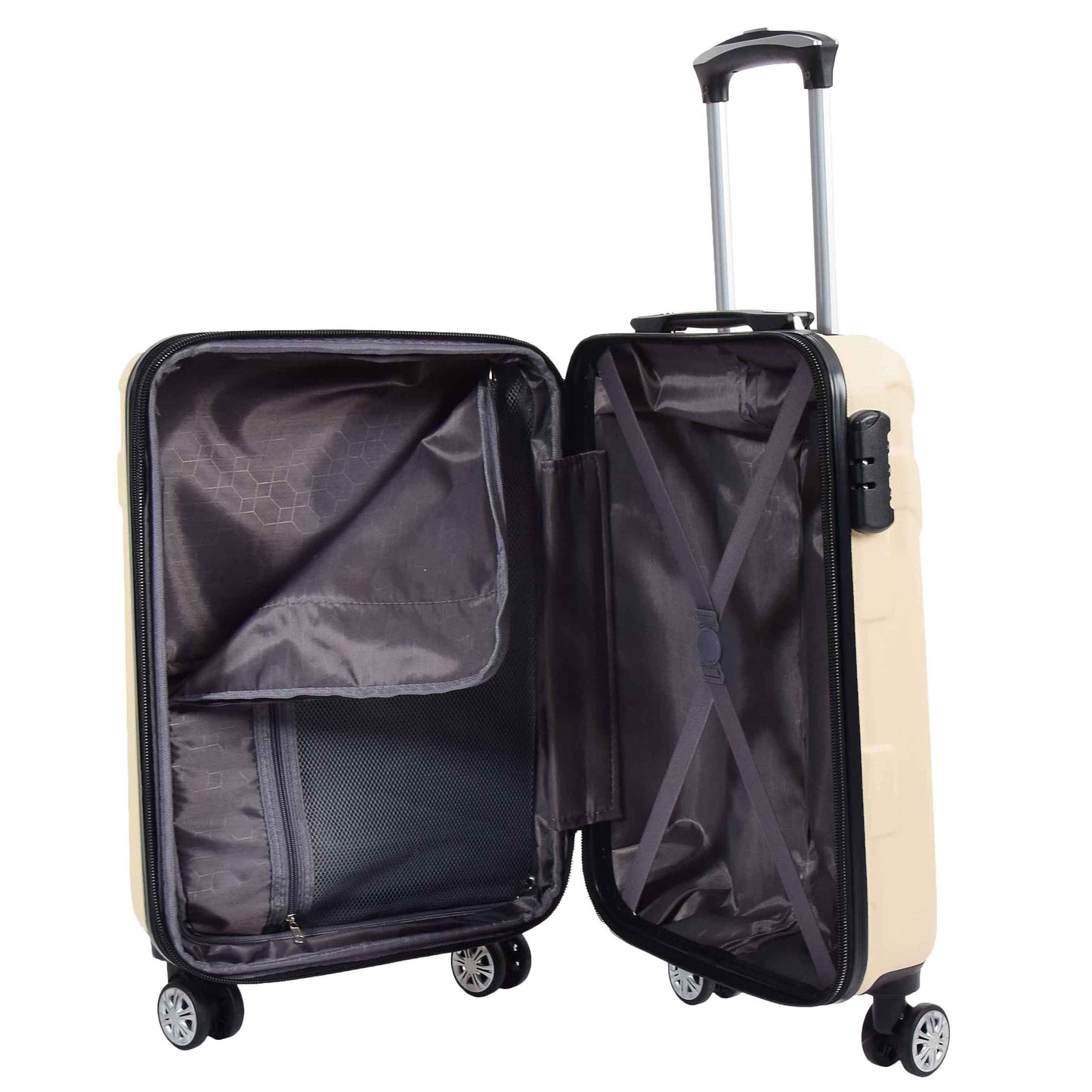 Expandable 4 Wheeled Cabin Hard Luggage Sydney Off White 8