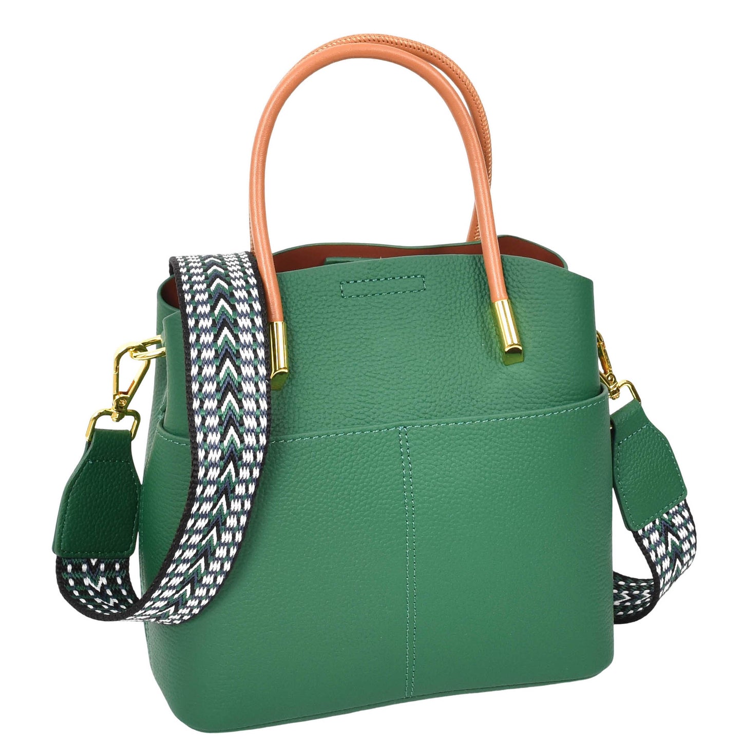 Womens Leather Top Handle Bag Ella Green 2