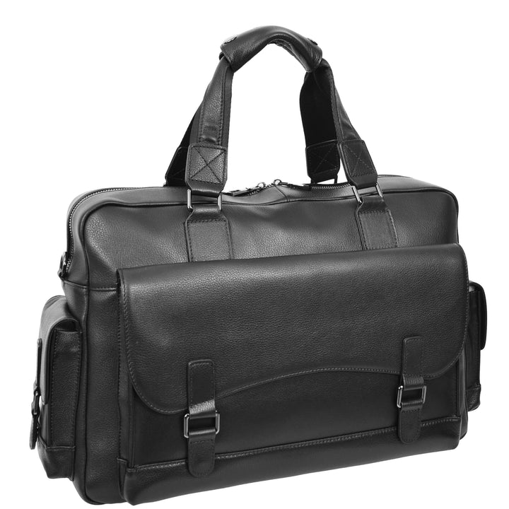 Leather Holdall Mid Size Weekend Bag Kensington Black 5