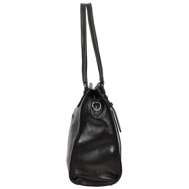Women's Real Leather Shoulder Bag Classic 2-in-1 Adjustable Strap Timeless Design Hilda Black