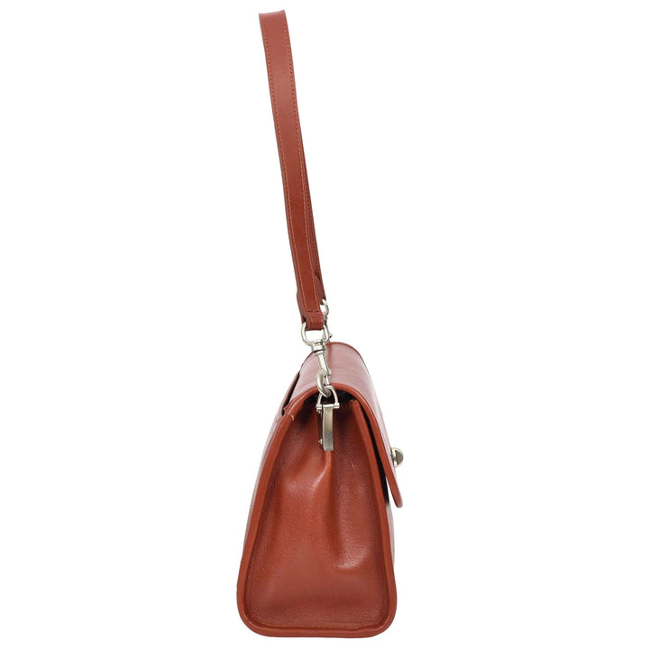 Women's Genuine Leather Flap-Over Crossbody Shoulder Bag with 2-in-1 Style Arden Burgundy
