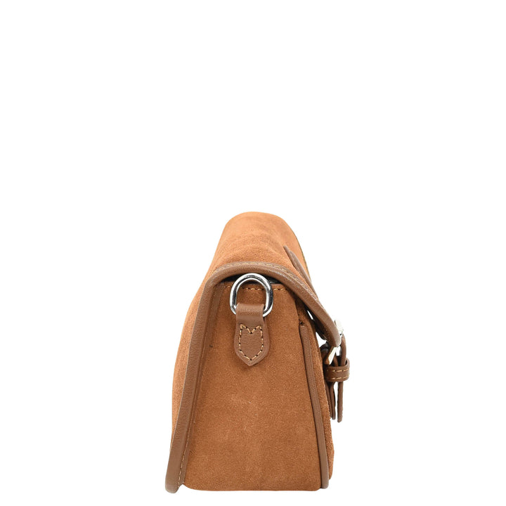 Women’s Real Suede Crossbody Bag Small Handbag Elodie Tan 3