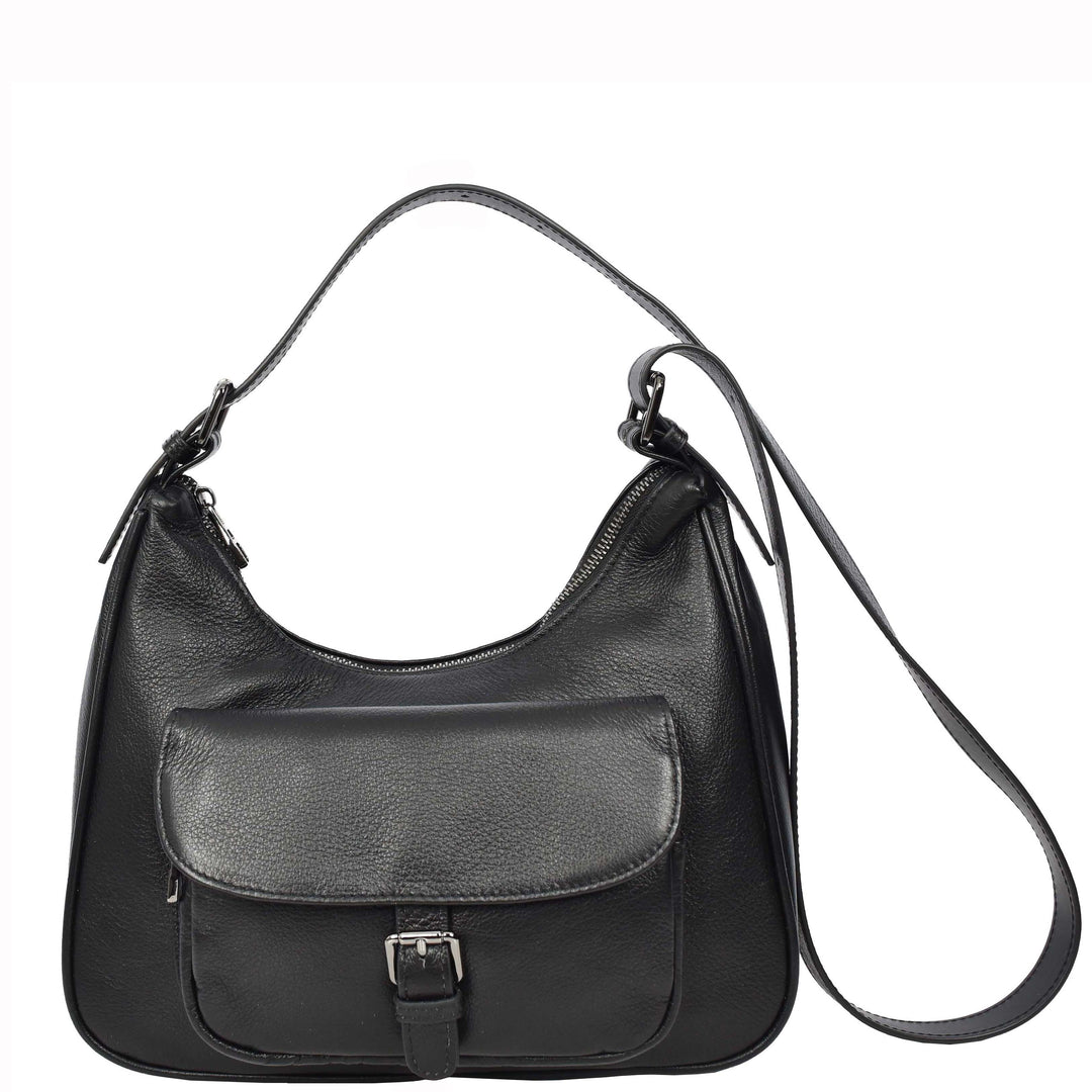 Womens Classic Genuine Leather Shoulder Bag Liora Black 7