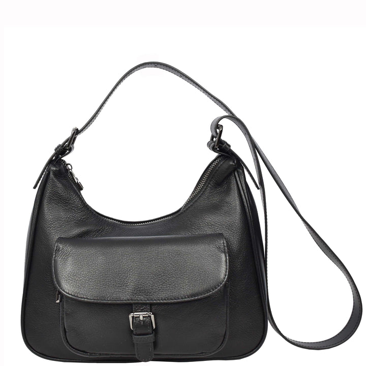 Womens Classic Genuine Leather Shoulder Bag Liora Black 7