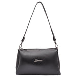 Womens Real Leather Shoulder Zip Bag Small Size Handbag Chloe Black 7