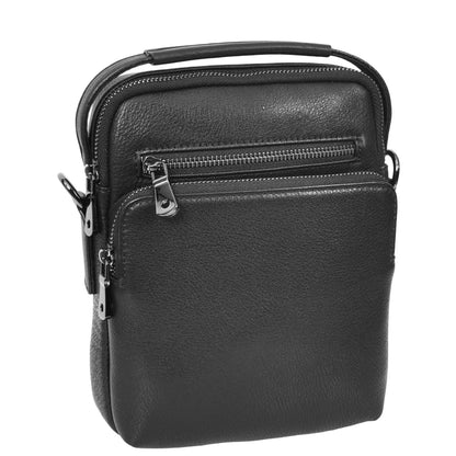 Mens Leather Small Cross Body Bag Lincoln Black 2