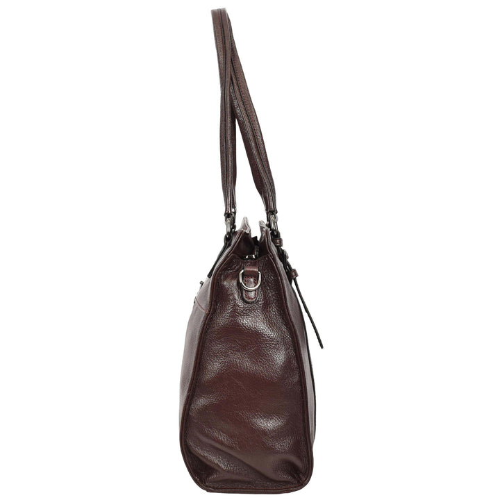 Women's Real Leather Shoulder Bag Classic 2-in-1 Adjustable Strap Timeless Design Hilda Purple