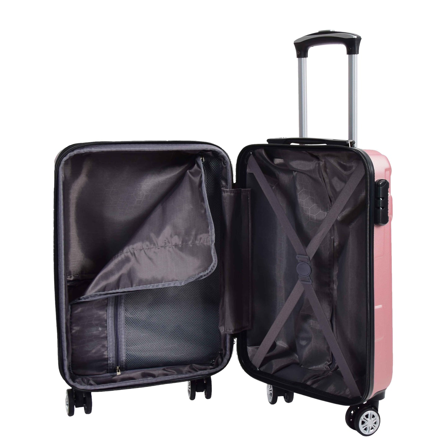 Expandable 4 Wheeled Cabin Hard Luggage Sydney Rose Gold7