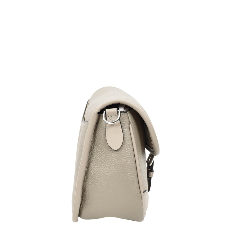 Women's Leather Classic Shoulder Bag Casual Style with Multiple Straps Capri Grey