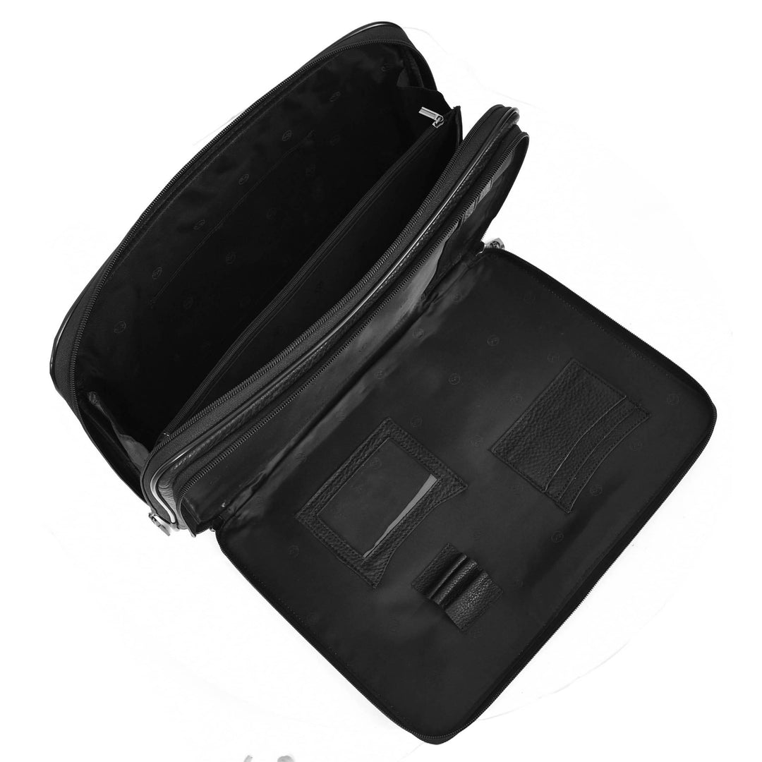Premium Leather Portfolio Case Business A4 Document Holder Organiser Folio Bag Nador Black-6