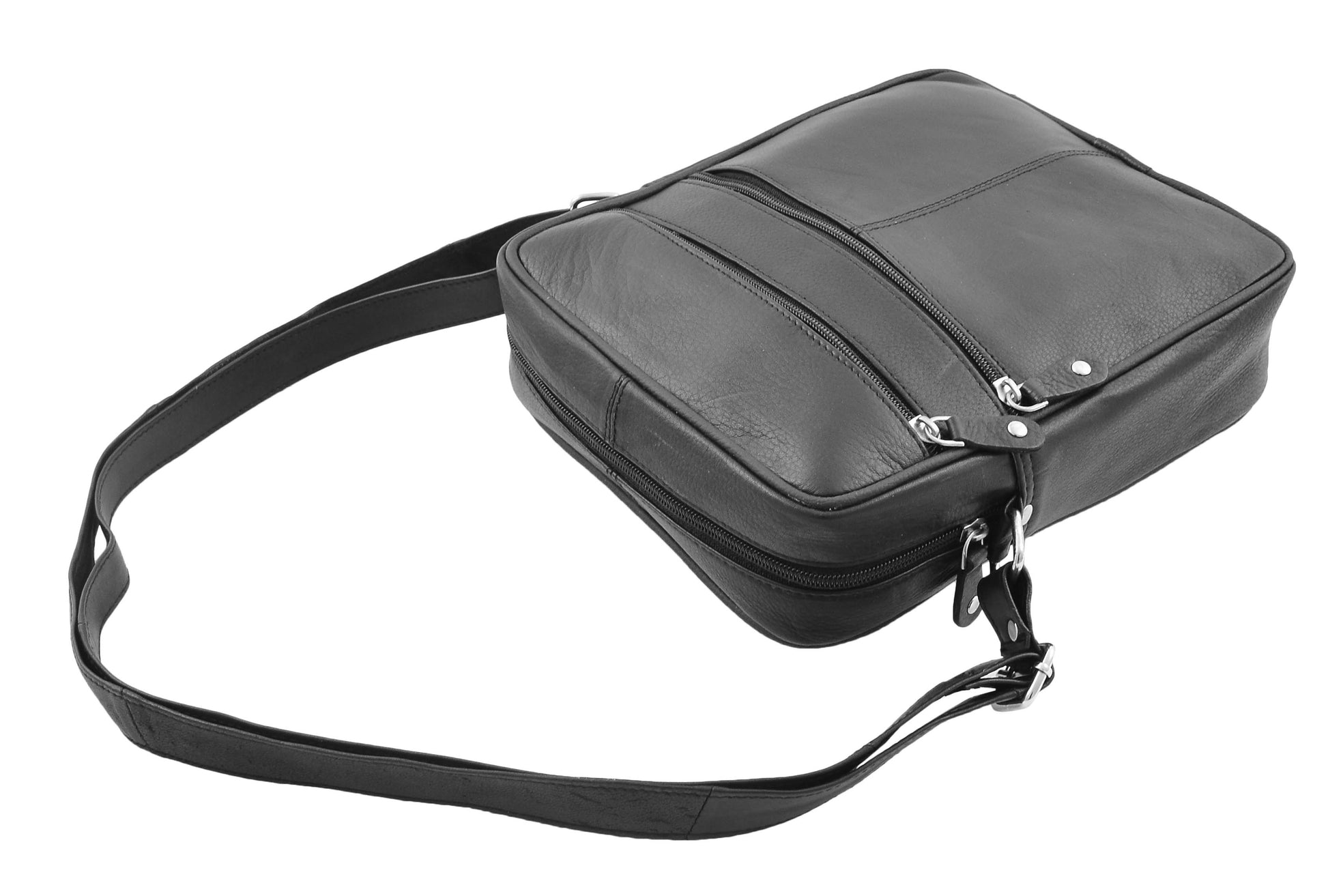 Mens Real Leather Cross Body Pouch Organiser Flight Bag Ashland BlackMens Real Leather Cross Body Pouch Organiser Flight Bag Ashland Black-5