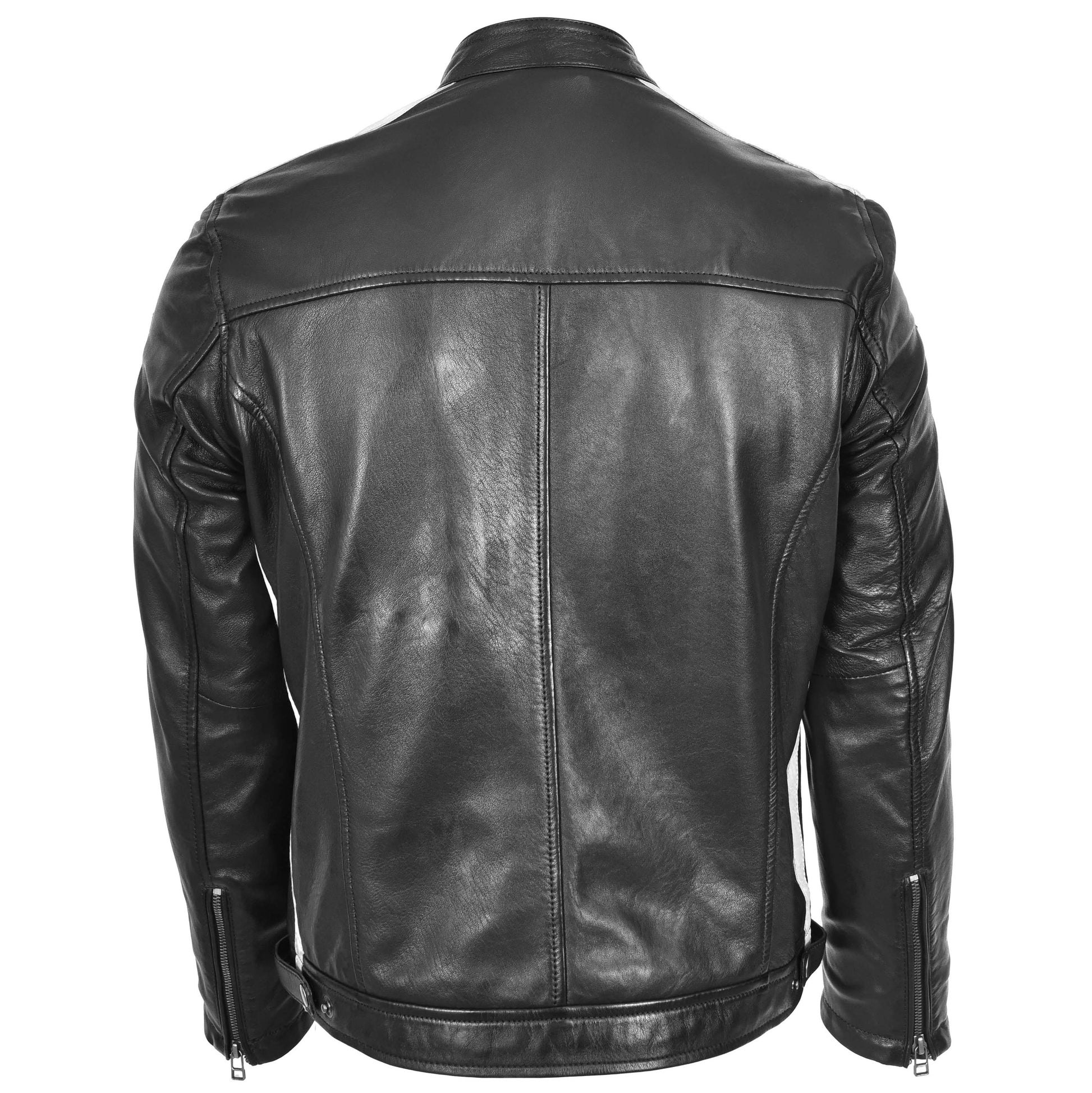 Mens Leather Biker Jacket Motorsport Logos Bobby Black 1