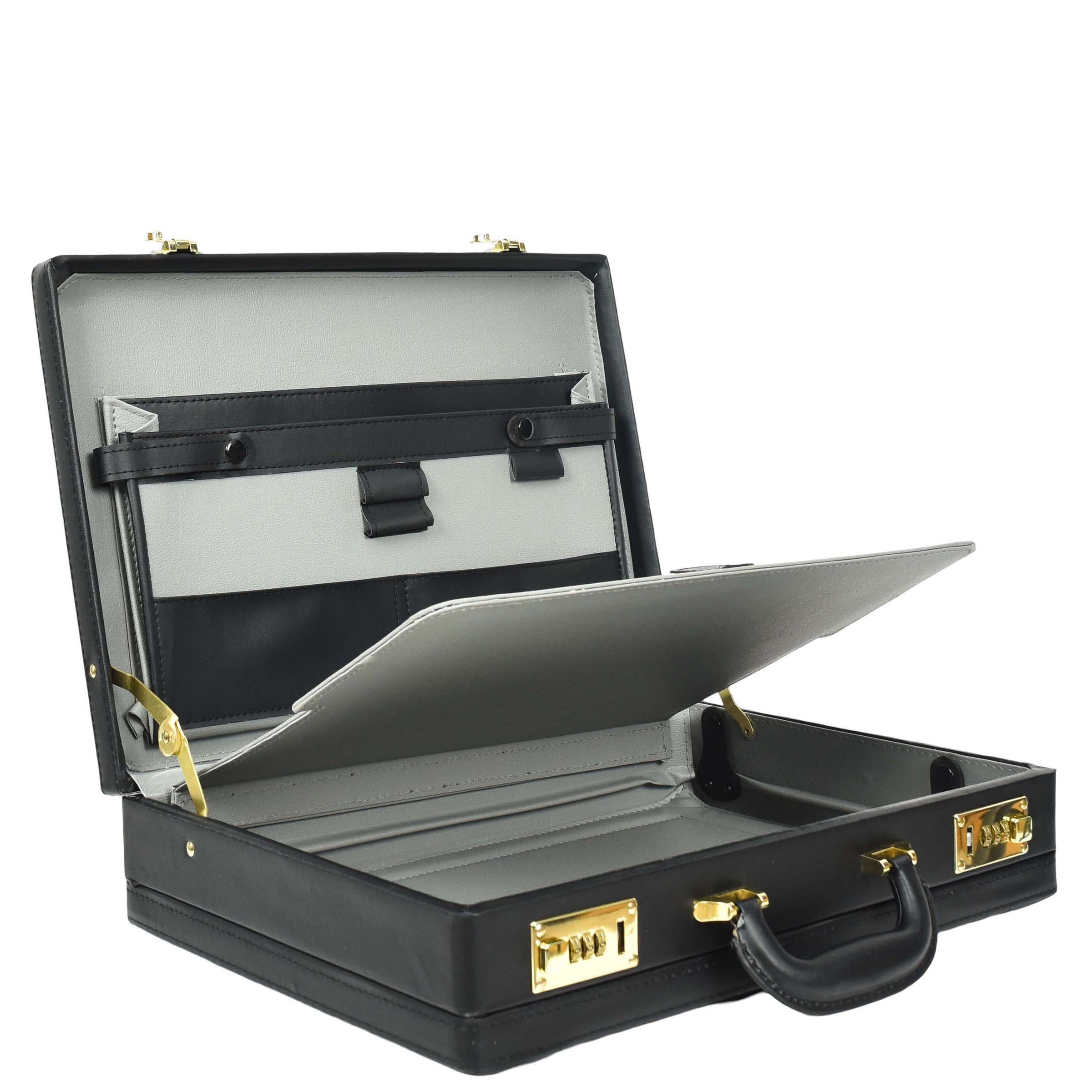 Leather Attache Case Combination Lock Expandable | House of Leather