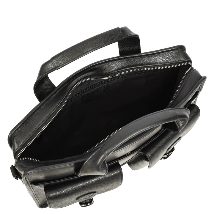 Men's Leather Briefcase Business Work Bag office Messenger Thorne Black 7