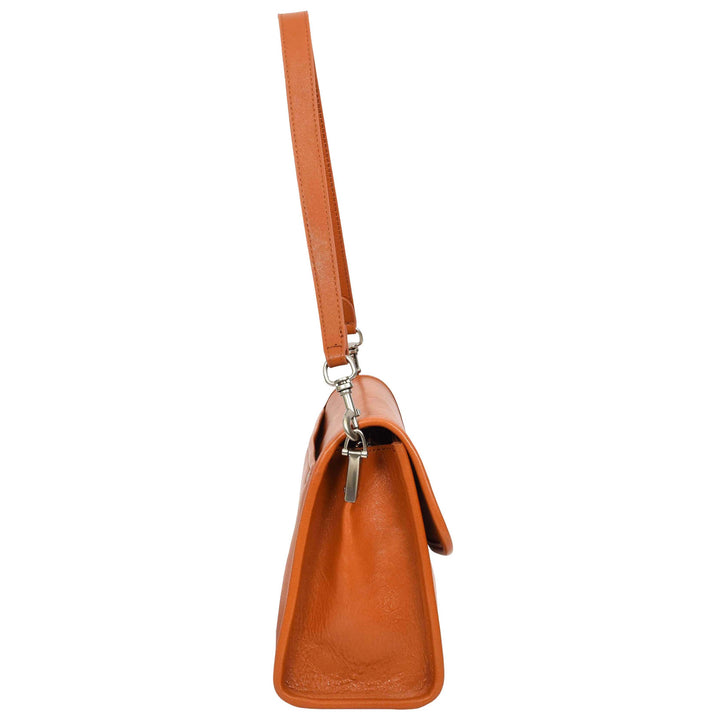 Women's Genuine Leather Flap-Over Crossbody Shoulder Bag with 2-in-1 Style Arden Tan