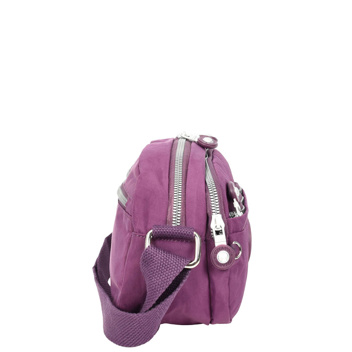 Womens Small Cross Body Bag Travel Organiser Sling Pouch Anya Purple
