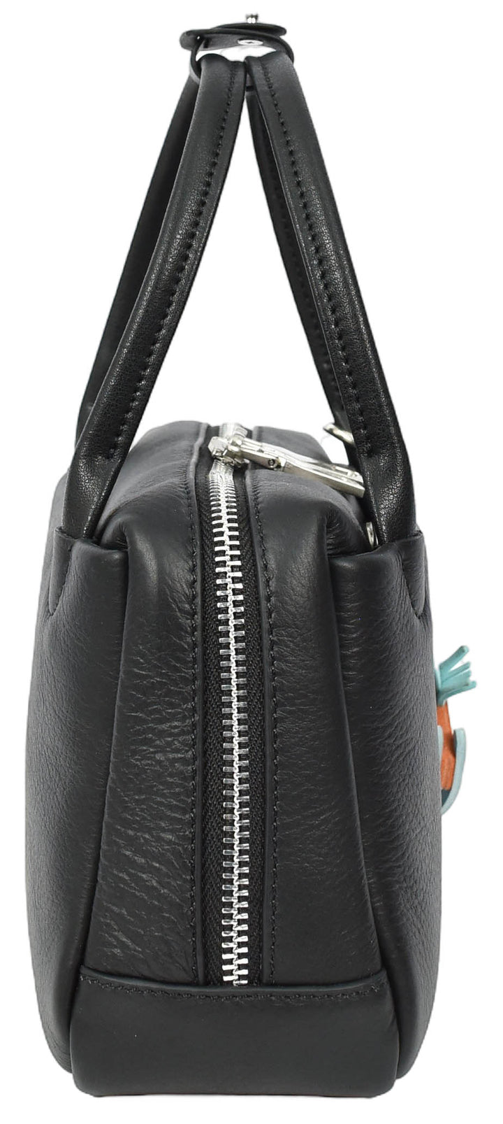 Womens Real Leather Handbag Small Top-Handle Style Beatrice Black-4