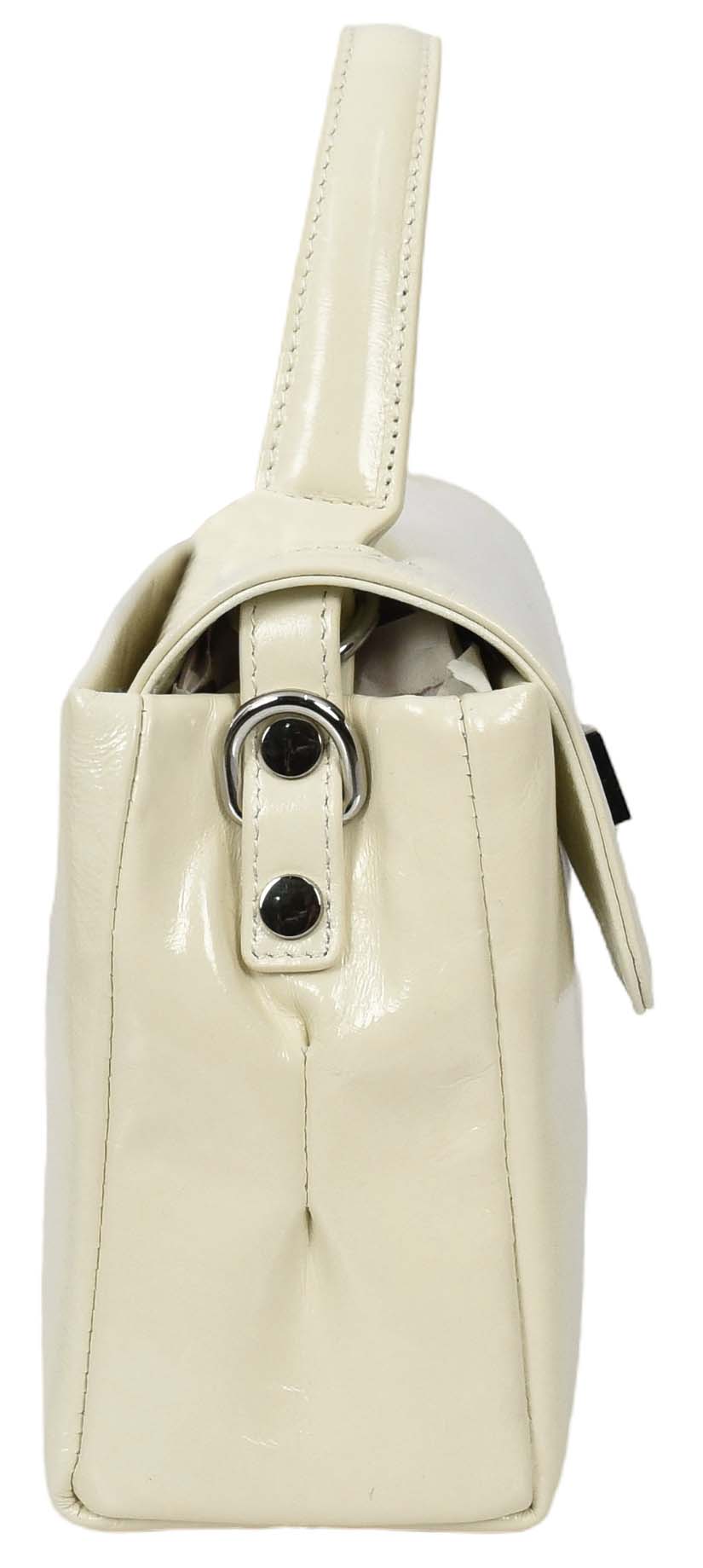 Womens Real Leather Handbag Mini Top-Handle Tote Style Aria White-4