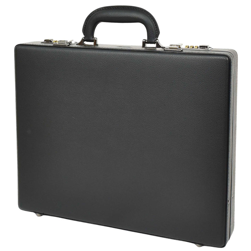 Slim Line Attache Case Black Briefcase Organiser Apex 7