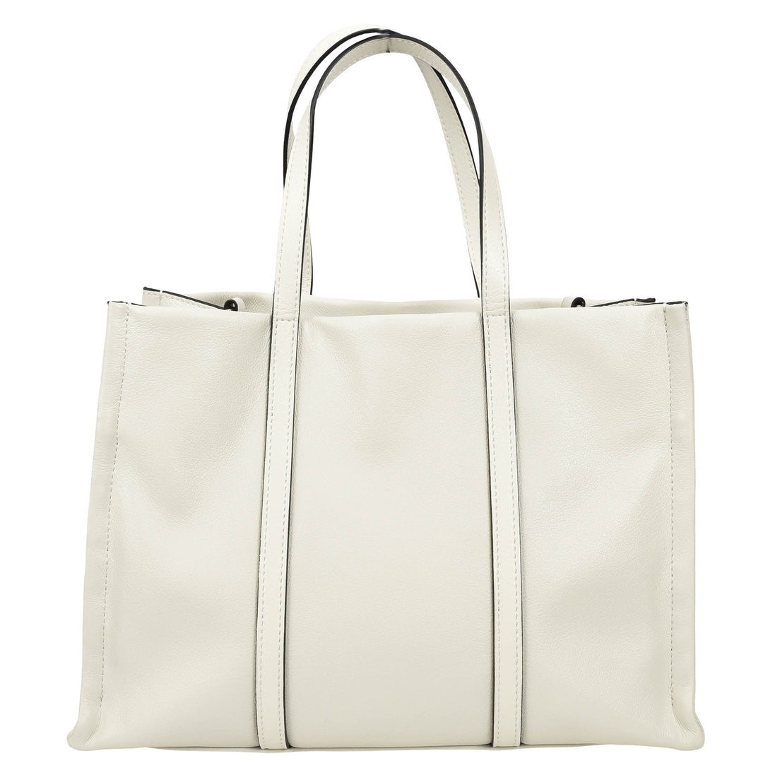 Women's Real Leather Handbag Detachable Strap Shoulder Bag Raven White 3