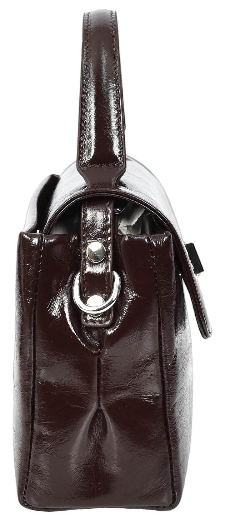 Womens Real Leather Handbag Mini Top-Handle Tote Style Aria Brown-4