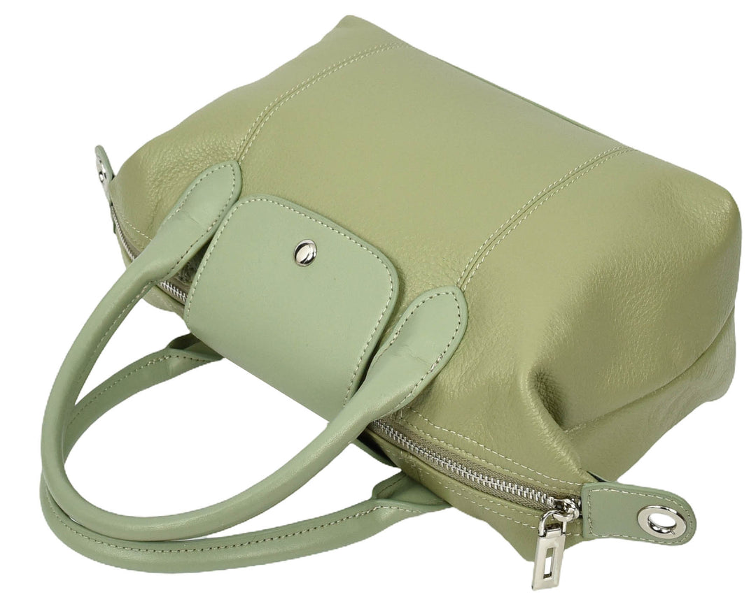 Womens Real Leather Handbag Small Top-Handle Tote Style Quinn Mint Green-5