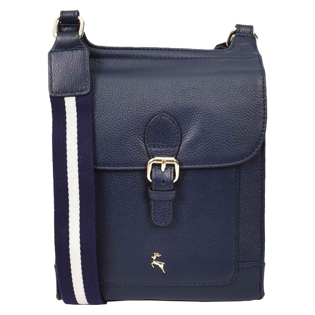Womens Cross Body Leather Messenger Travel Bag HOL33 Navy 6