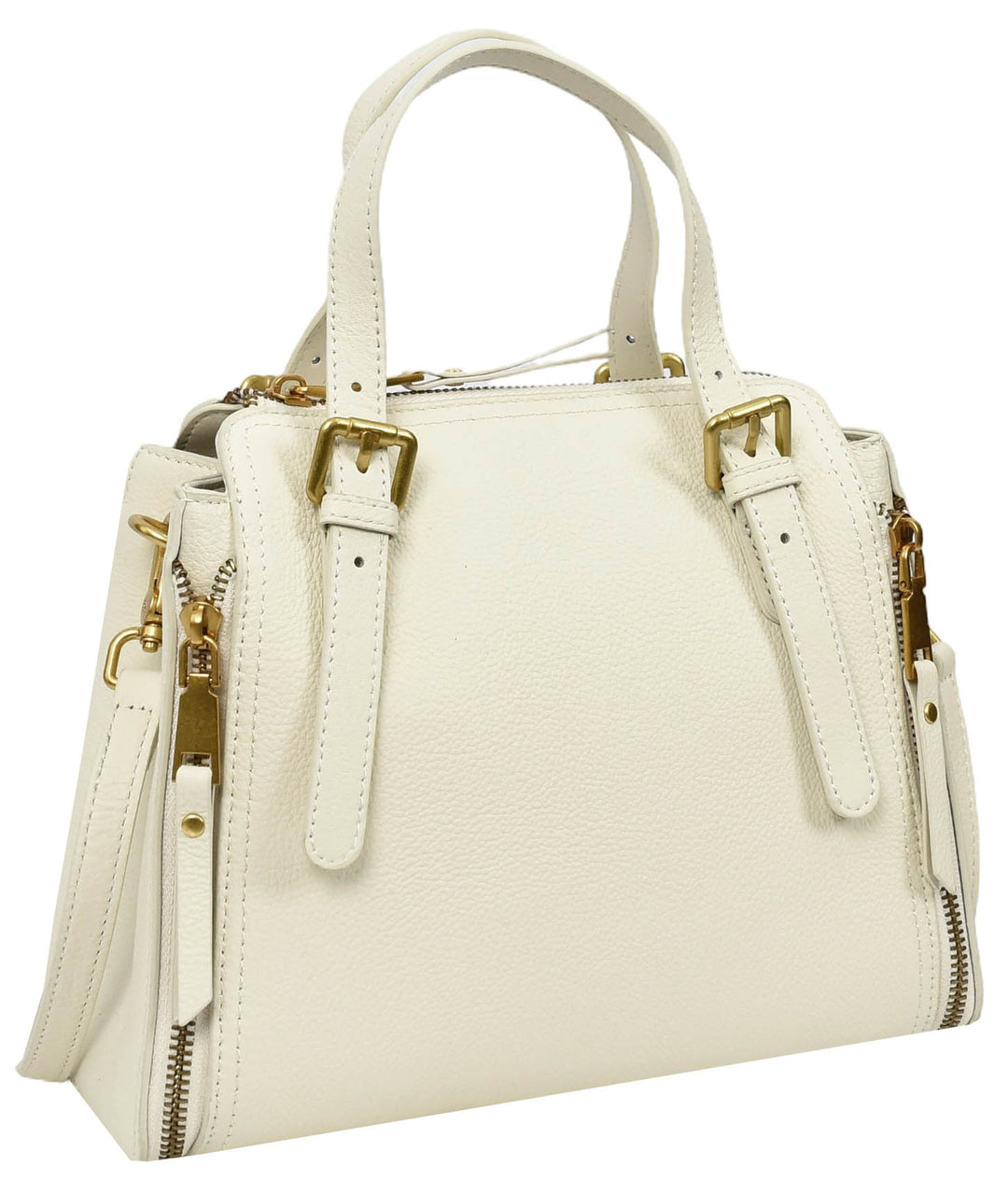 Womens Real Leather Handbag Small Size Top-Handle Style Juniper White-4