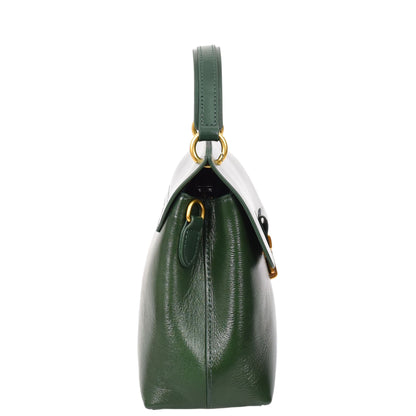 Womens Real Leather Small Handbag Gabriella Green 3