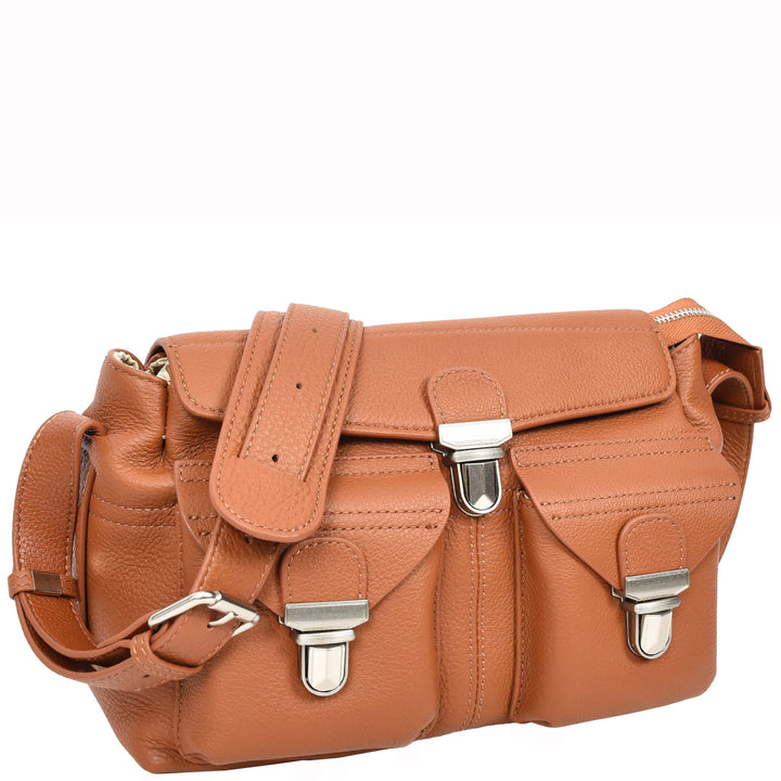 Women's Real Leather Satchel Shoulder Bag Adjustable Strap Renee Tan 7