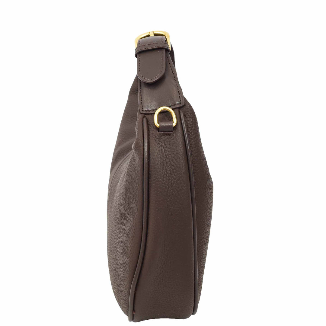 Women's Oval Shoulder Bag Leather Hobo Purse Dakota Coffee 3