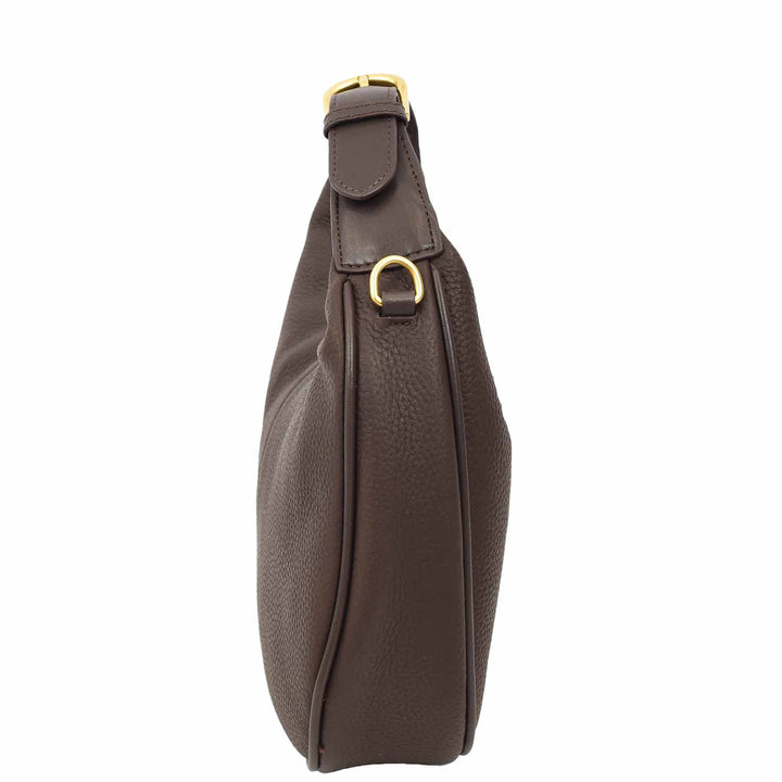 Women's Oval Shoulder Bag Leather Hobo Purse Dakota Coffee 3