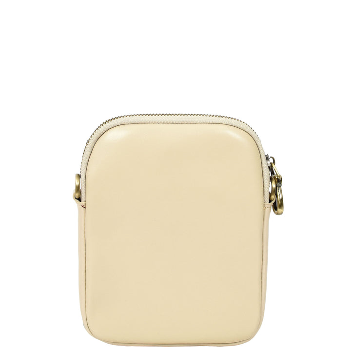 Womens Real Leather Sling Pouch Small Crossbody Bag Isobel Off White