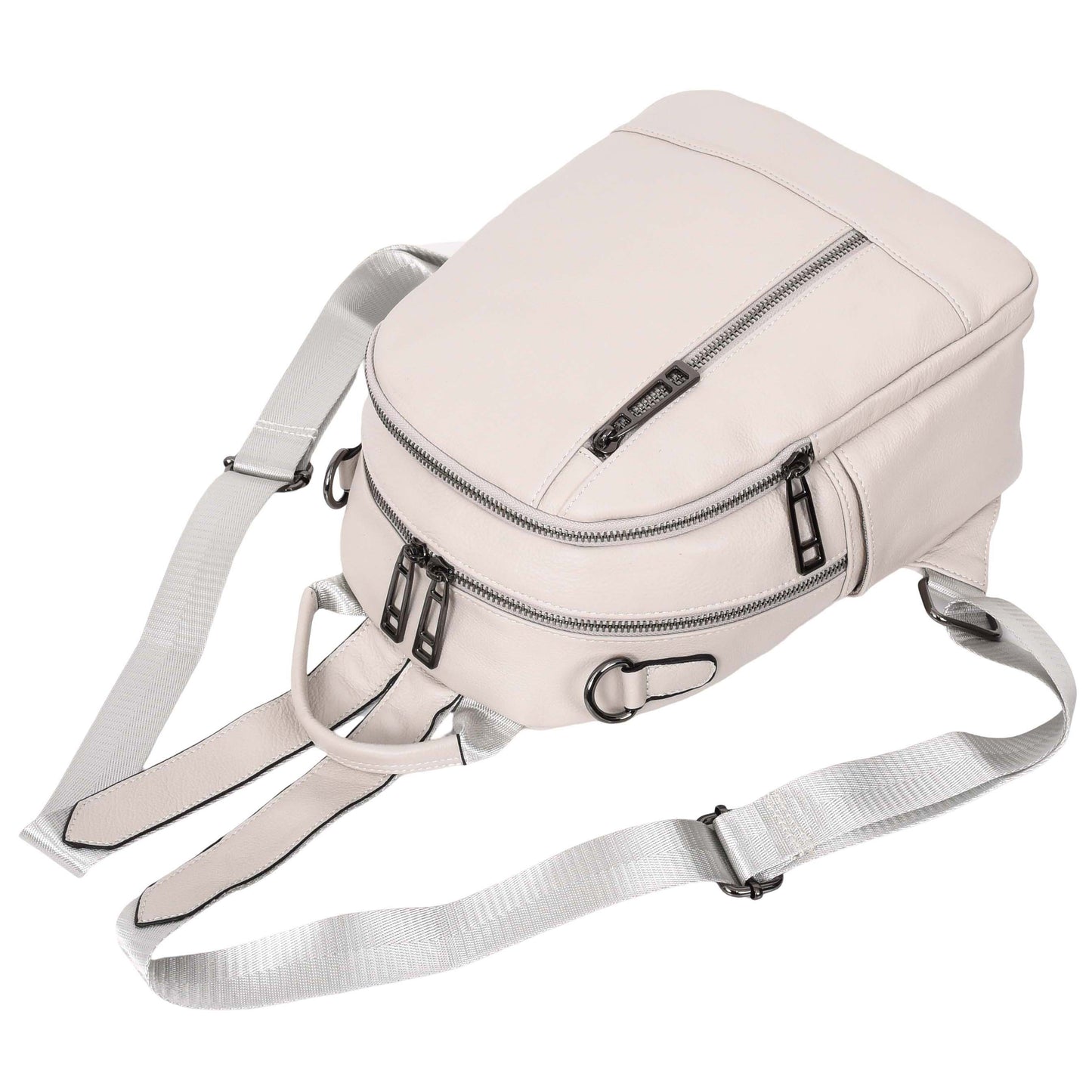 Womens Real Leather Casual Backpack Victoria Off White 5