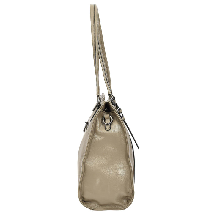Women's Real Leather Shoulder Bag Classic 2-in-1 Adjustable Strap Timeless Design Hilda Grey