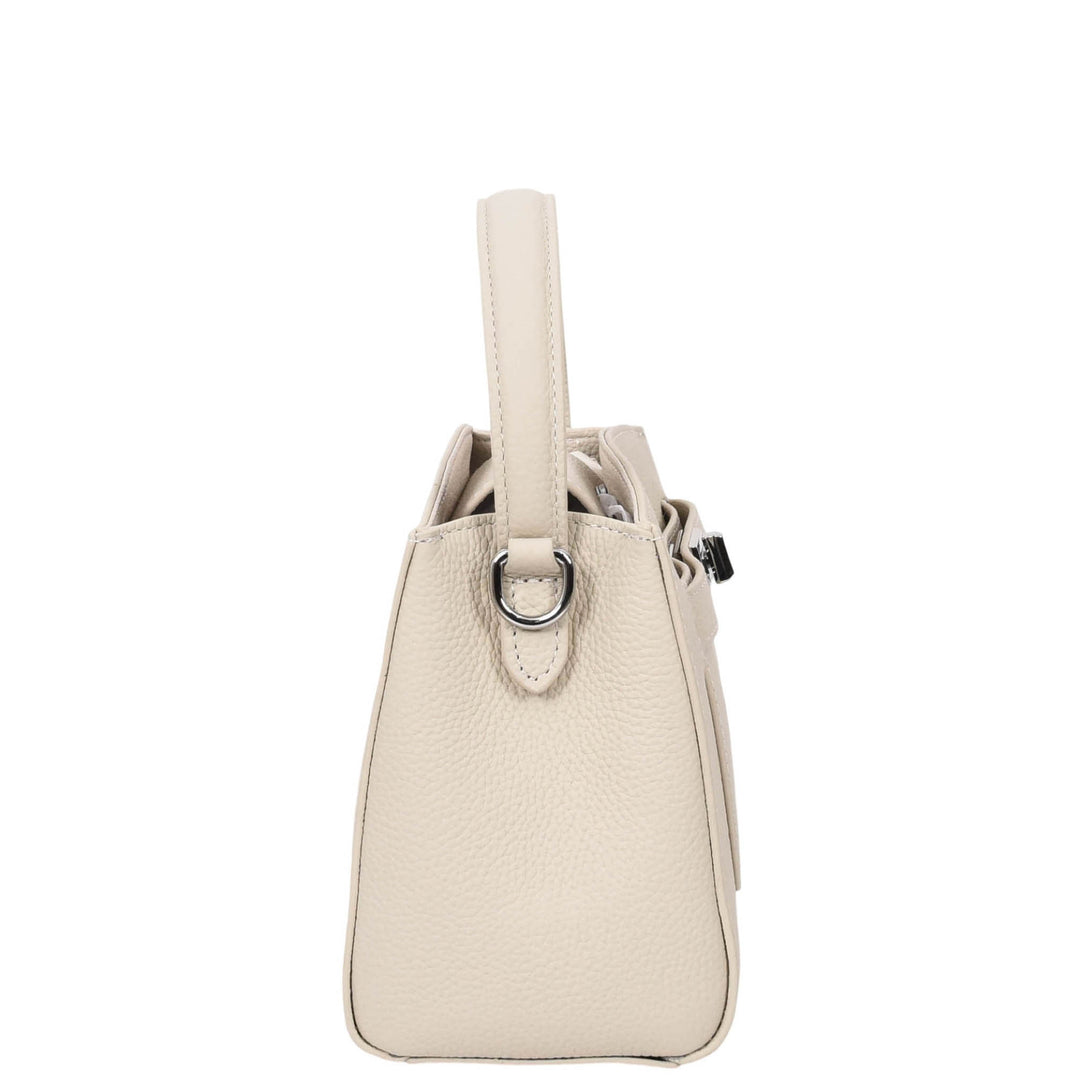 Womens Leather Top Handle Small Bag Lydia Off White 3
