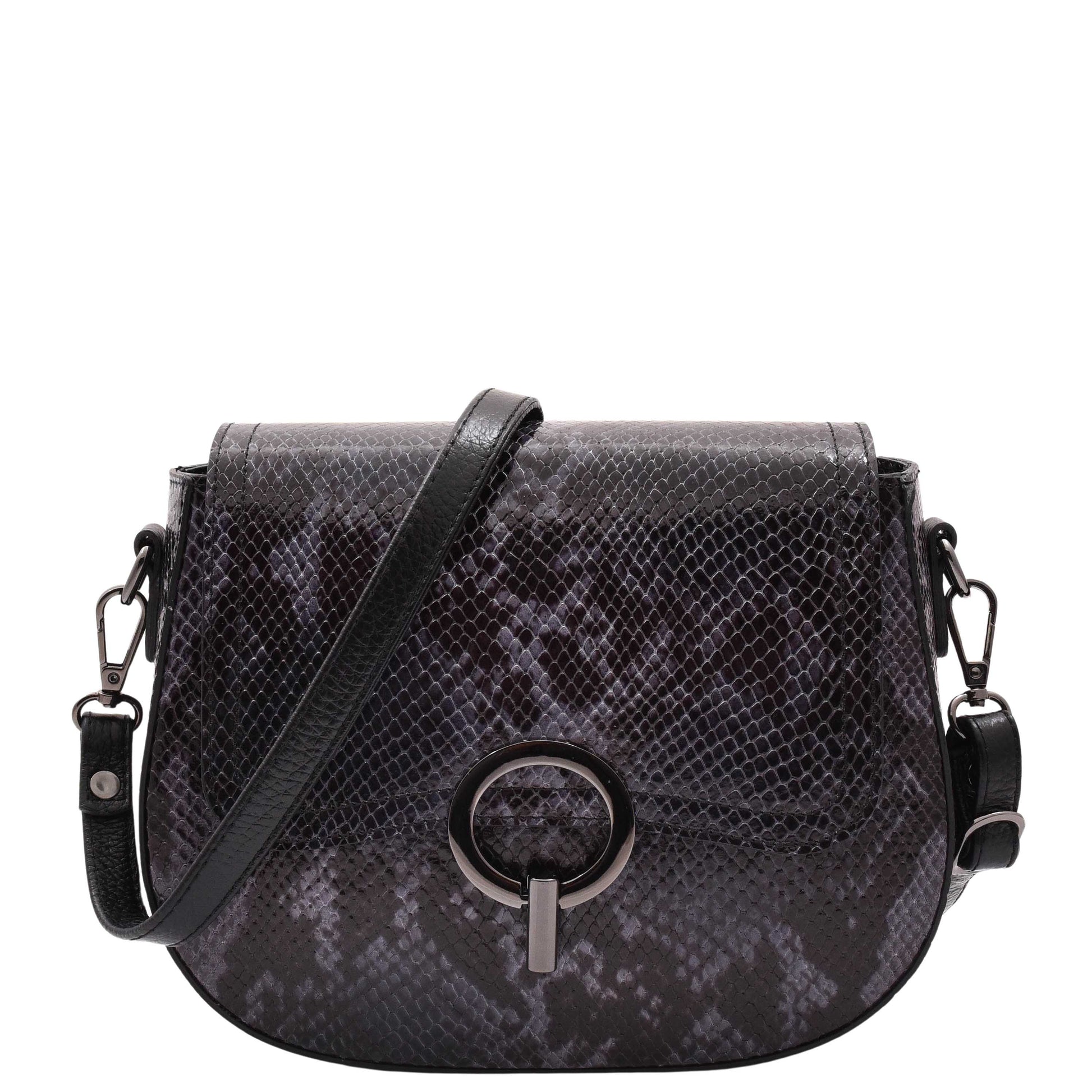 Leather Small Size Cross Body Bag for Women Snake Print Zora Navy 7