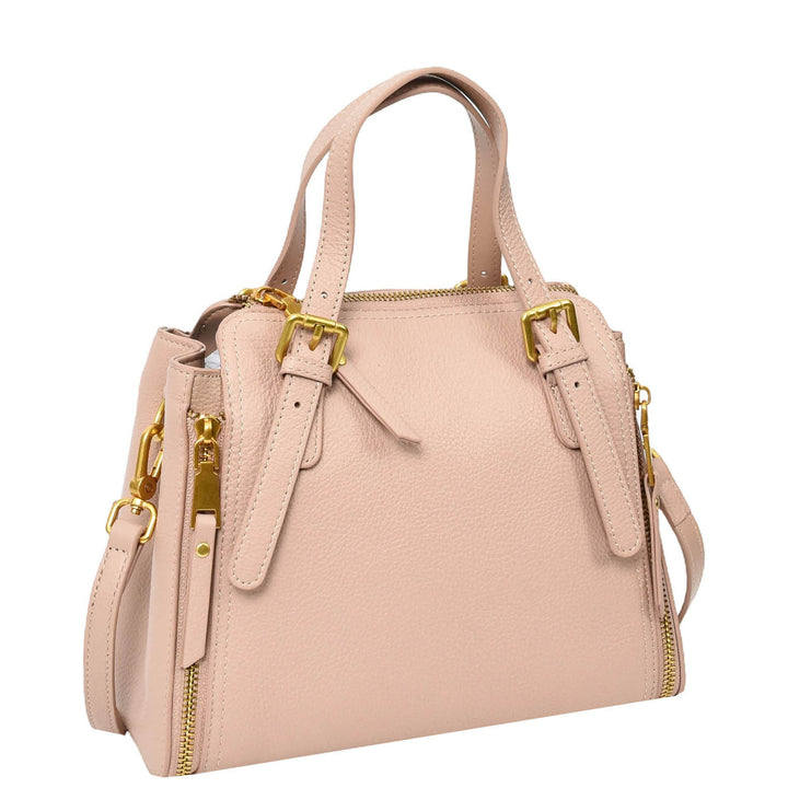 Womens Real Leather Handbag Small Size Top-Handle Style Juniper Pink-3