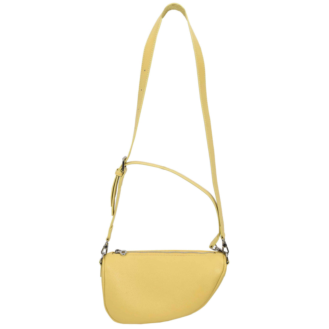 Women's Real Leather Crossbody Bag Half-Moon Style Agnes Yellow 4