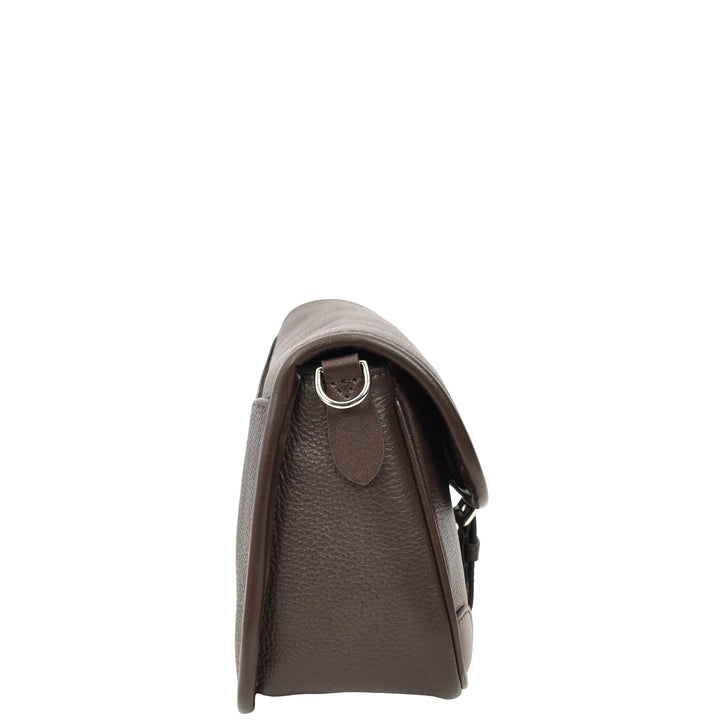 Women's Leather Classic Shoulder Bag Casual Style with Multiple Straps Capri Coffee