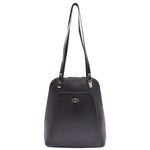 Womens Leather Backpack Mid Size Shoulder Bag Fern Black 7