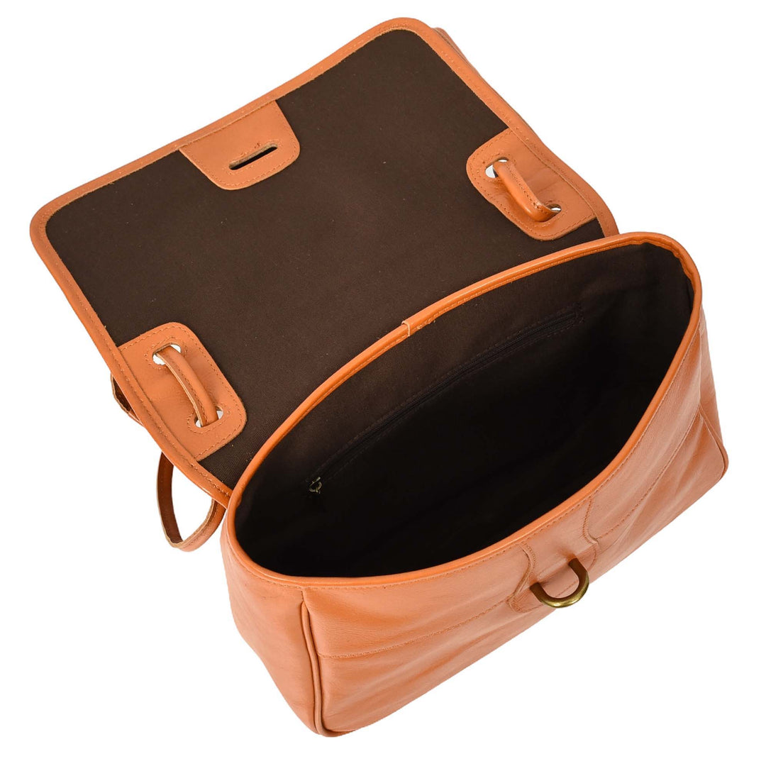 Womens Real Leather Shoulder Bag Classic Mid Size Handbag Simone Tan-6